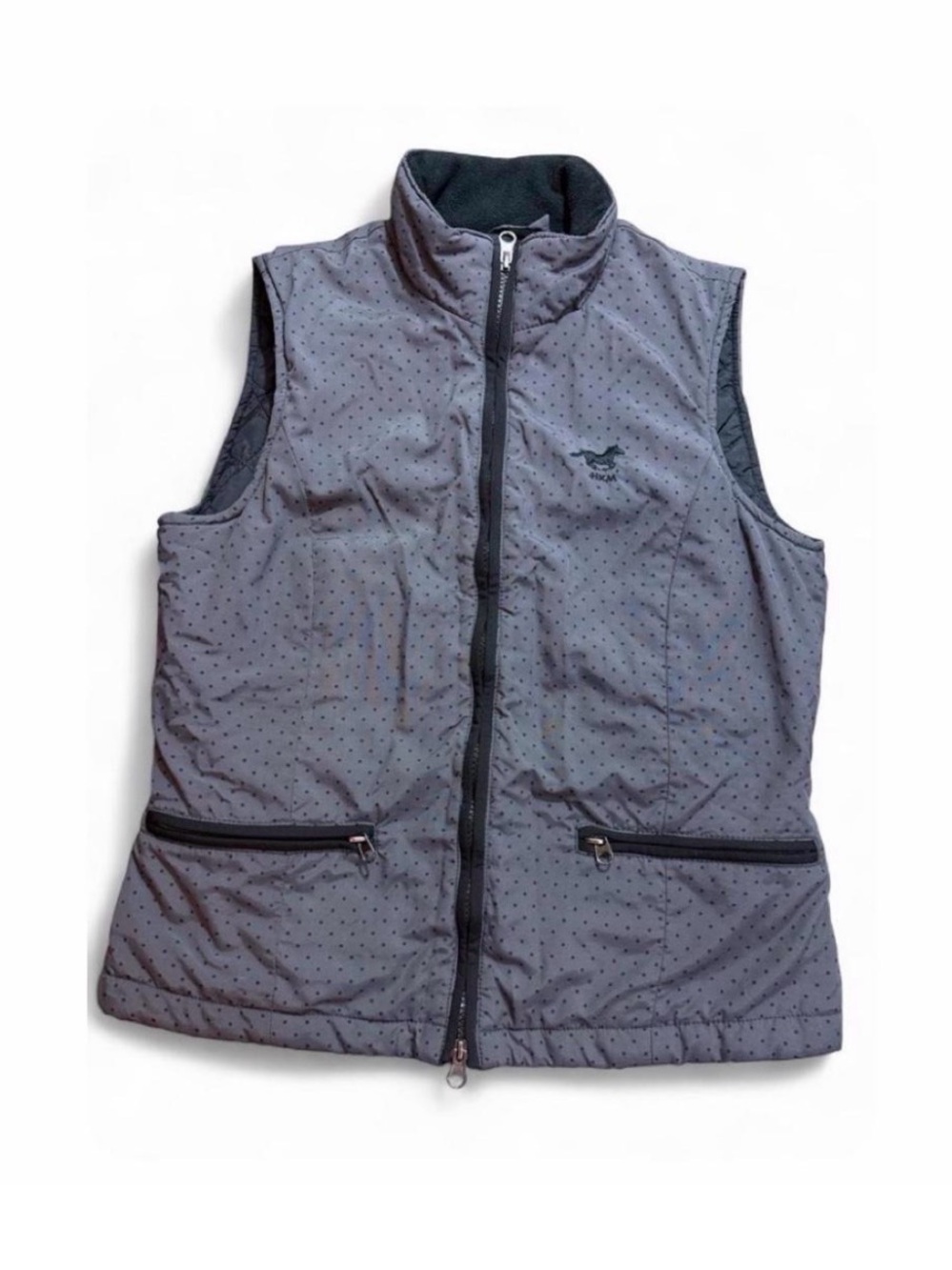 HKM Sports Equipment Equestrian Quilted Riding Vest Gray Polka Dot Women M
